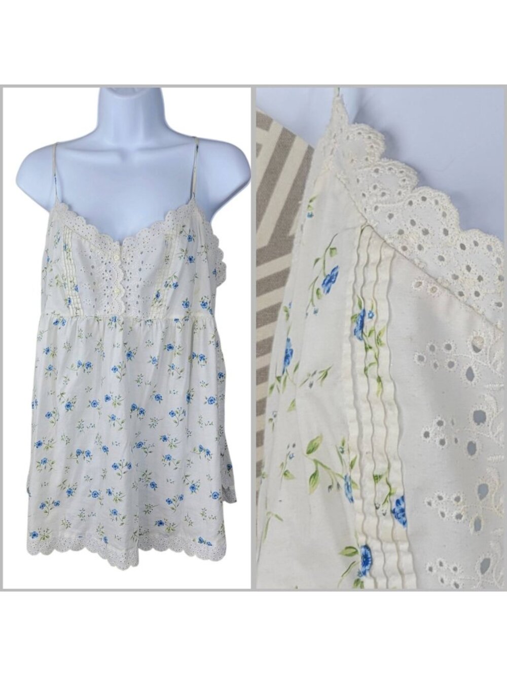 Vtg Victoria's Secret Floral Mini Dress Gown Nightie Slip Medium Cottagecore